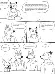  2023 anthro bernielover canid canine canis claws clothed clothing comic dialogue disney english_text facepalm fennec finger_claws finnick_(zootopia) fox fur group hi_res hoodie humanoid_hands male mammal nick_wilde speech_bubble text topwear wolf zootopia 