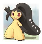  :d arm_up border commentary full_body happy mawaifu mawile open_mouth outside_border pokemon pokemon_(creature) red_eyes smile solo standing tongue white_border 