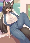  anthro big_breasts breasts canid canine canis clothing domestic_dog female fluffy fluffy_ears fluffy_tail hair hi_res huge_breasts komenuka_inaho long_hair mammal mohuko_(komenuka_inaho) open_mouth smile solo tail 
