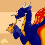  dragon eating eating_food eating_pizza food hi_res holding_food holding_object lumadelun male membrane_(anatomy) pepperoni pizza pizza_slice simple_background solo sound_effects wings zarvug_(zarvug) 