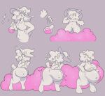  absurd_res anthro banono banono_(character) bodily_fluids bovid breast_expansion breasts caprine clothing curled_hair expansion female hair hat headgear headwear hi_res inflation magic_inflation mammal monochrome potion sequence sheep simple_background smoke solo sweat sweatdrop witch_hat 