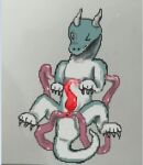  anal anal_penetration anal_spread animal_genitalia animal_penis anthro belly blue_body blue_scales bodily_fluids clawed_fingers claws countershade_arms countershade_legs countershade_tail countershading dragon ferro_(huntings) genital_fluids genitals horn humanoid huntings leaking_precum looking_confused male one_eye_closed penetration penis precum precum_on_penis scales scalie sex simple_background tail tapering_penis tentacle_in_ass tentacle_penetration tentacle_sex tentacles toe_claws white_belly white_body white_countershading white_feet white_hands white_scales 