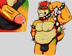  anthro bodily_fluids bowser genital_fluids genitals hi_res leaking_precum male mario_bros momoskinks muscular navel nintendo nipples penis precum reptile scalie solo turtle 