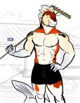  abs amur_carp anthro bgn biceps bottomwear capybara carp caviid clothed clothing cyprinid cypriniform fish hi_res koi looking_at_viewer male mammal marine muscular muscular_anthro muscular_male nipples outside pecs rodent simple_background smile solo tail typical_carp underwear underwear_only white_body 