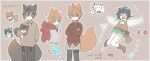  3boys animal_ears ascot beret black_pants brown_eyes brown_shirt brown_sweater collared_shirt crossed_arms fox_ears fox_tail genshin_impact green_headwear grey_sweater hamster hamster_ears hat highres long_sleeves looking_to_the_side marimo_jh mouth_hold multiple_boys narwhal pants pantyhose shirt sweater tail tartaglia_(genshin_impact) venti_(genshin_impact) water white_ascot white_pantyhose white_shirt zhongli_(genshin_impact) 