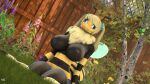  3d_(artwork) 4k abby_(donglysfm) absurd_res anthro arthropod backyard bee big_breasts breasts digital_media_(artwork) donglysfm female flower hi_res hymenopteran insect neck_tuft nipples nude outside pigtails plant revamped_anthros solo source_filmmaker tongue tongue_out tuft wings 