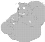  2023 anthro armpit_hair bear belly big_belly body_hair eyes_closed hi_res humanoid_hands kemono male mammal moobs nipples overweight overweight_male simple_background solo suishou0602 white_background 