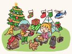  1boy 1girl ahoge aircraft animal_crossing animal_ears artist_request bag blonde_hair blue_eyes blue_hair book brick candy candy_cane car christmas christmas_stocking christmas_tree closed_eyes controller dark-skinned_male dark_skin dinosaur dinosaur_tail dog dog_ears dog_tail doll_house food gift green_bag green_pants helicopter holding holly jacket lion medium_hair motor_vehicle nintendo official_art open_book open_clothes open_jacket open_mouth open_smile ornament pants pink_jacket ponytail pop-up_book race_vehicle racecar red_ribbon ribbon robot shoes short_hair sitting smile striped surprised sweater sweater_jacket tail tent toy toy_car white_footwear yellow_sweater 