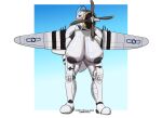  2023 absurd_res aircraft airplane anthro big_breasts blue_eyes breasts colored female genitals hands_on_knees hands_on_legs hanging_breasts hi_res huge_breasts leaning leaning_forward living_aircraft living_machine living_vehicle looking_at_viewer machine nipples nude p-47 p-47_thunderbolt panzerschreckleopard pauline_(ndragon3) pussy solo vehicle world_war_2 