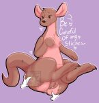  anthro anus blush bodily_fluids breasts butt charecter:kanga disney english_text female genital_fluids genitals hi_res kanga kangaroo looking_at_viewer macropod mammal marsupial navysblues nipples nude plushie pussy simple_background solo stitch_(disambiguation) text winnie_the_pooh_(franchise) 