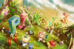  1girl 2girls alien alph_(pikmin) big_nose black_eyes blue_eyes blue_gloves blue_hair blue_light blue_pikmin blue_skin brittany_(pikmin) brown_hair bud carrying charlie_(pikmin) cherry clenched_hand closed_mouth cloud colored_skin commentary_request copyright_name facial_hair flower flying food freckles frown fruit glasses gloves grass green_gloves green_light grey_skin highres holding insect_wings koppad leaf looking_at_another mohawk moppu810 moss multiple_girls mustache open_mouth outdoors pikmin_(creature) pikmin_(series) pikmin_3 pink_gloves pink_hair pink_light pink_skin pink_skirt plump pointy_nose purple_flower purple_hair purple_pikmin purple_skin radio_antenna red-framed_eyewear red_eyes red_pikmin red_skin rock_pikmin short_hair sitting skirt smile solid_oval_eyes spacesuit sunset tree triangle_mouth very_short_hair walking whistle white_flower white_pikmin white_skirt winged_pikmin wings yellow_pikmin yellow_skin 
