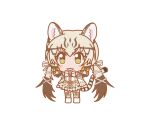  1girl animal_ears bow bowtie cat_ears cat_girl cat_tail ef63_11 extra_ears full_body geoffroy&#039;s_cat_(kemono_friends) green_eyes grey_hair kemono_friends kemono_friends_pavilion kemono_friends_v_project kneehighs long_hair looking_at_viewer microphone ribbon shirt shoes simple_background skirt socks solo suspenders tail twintails virtual_youtuber 