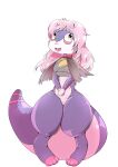  absurd_res amber_eyes anthro bottom_heavy collar digital_drawing_(artwork) digital_media_(artwork) dragon girly hi_res horn lumebento male polymonfur_how_to_be_polyamorous_in_a_world_of_monsters_and_furries purple_body simple_background small_snout solo tail tapirclip thick_tail thick_thighs wide_hips 