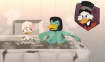  absurd_res anatid annoyed anseriform anthro aunt_(lore) aunt_and_niece_(lore) avian bathroom big_breasts bird black_hair breasts casual_nudity clothed clothed/nude clothed_male_nude_female clothing coin collar cross-popping_vein cutaway dime dirt disney duck ducktales ducktales_(2017) duo eyewear female female/female glasses hair hi_res highlights_(coloring) huge_breasts husband_and_wife jewelry lena_(ducktales) magica_de_spell male married_couple money mr._blue_(artist) mud muddy_water necklace niece_(lore) nipples nude purple_highlights scrooge_mcduck social_nudity steam suds teenager water wholesome young 
