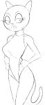  2023 alternate_costume anthro bent_arm big_breasts big_eyes biped breasts cartoon_network clothed clothed_anthro clothed_female clothing curved_eyebrows curvy_figure digital_drawing_(artwork) digital_media_(artwork) domestic_cat elderly_anthro elderly_female eyebrows eyelashes eyelids felid feline felis female fingers gold-white-kott hand_on_hip hand_on_own_hip humanoid_hands leotard lidded_eyes long_eyelashes looking_at_viewer mammal markings mary_senicourt mature_anthro mature_female monochrome mouth_closed no_irises portrait prick_ears pupils resting_bitch_face round_head small_nose solo standing sweater tail the_amazing_world_of_gumball thin_eyebrows three-quarter_portrait three-quarter_view topwear turtleneck whisker_markings 