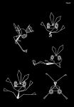  1999 :| absurd_res action_pose aliasing amphibian anthro biped black_and_white black_background clothed clothing crown digital_media_(artwork) dress fairy female frog full-length_portrait handstand happy headgear hi_res high-angle_view lagomorph leporid long_legs looking_at_viewer lying mammal monochrome multiple_images official_art pivoted_ears plantigrade polygons portrait pose rabbit raised_arm simple_background solo standing vib-ribbon vibri white_line_art wings 