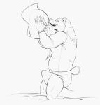  anthro bear bodily_fluids brown_bear clean_diaper clothed clothing diaper diaper_bulge erection erection_in_diaper erection_under_bottomwear erection_under_clothing grizzly_bear hair hi_res kneeling kuruk_(character) licking_sex_toy male mammal mane mane_hair necktie partially_clothed penetrable_sex_toy saliva sex_toy shirt sloppy solo topwear ursine wearing_diaper yeenyeenmike 