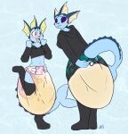  anthro bodily_fluids clothed clothing diaper digital_media_(artwork) duo eeveelution feces female generation_1_pokemon genital_fluids hi_res hyper male male/female nintendo peeing pokemon pokemon_(species) simple_background soiling urine vaporeon wearing_diaper wet_diaper wetting wetting_diaper 