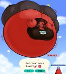  &lt;3 air_inflation air_pump animal_crossing anthro aroused aroused_smile big_breasts big_butt black_bottomwear black_clothing black_jeans black_pants black_shirt black_topwear body_inflation bottomwear breasts butt canid canine canis cherry_(animal_crossing) clothing cloudscape creaking denim denim_clothing dialogue disco_chaos domestic_dog english_text female floating hi_res huge_breasts huge_butt immobile inflation inflation_fetish jeans mammal nintendo pants red_body shirt sky solo text topwear 