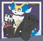  anthro bracelet braixen braixy_fireheart claws collar colored_nails feet fishnet foot_fetish foot_focus generation_6_pokemon goth hi_res jewelry lipstick makeup male mhicky93 nails nintendo painting_nails pokemon pokemon_(species) soles solo spiked_bracelet spiked_collar spikes toe_claws toe_curl toes 