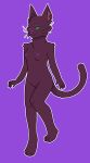  2023 absurd_res anthro areola breasts cheek_tuft chest_tuft closed_smile colored digital_drawing_(artwork) digital_media_(artwork) domestic_cat eyebrows facial_tuft felid feline felis female flat_colors full-length_portrait fur genitals hi_res inner_ear_fluff mammal mouth_closed nipples nude pack_of_chips portrait purple_body purple_fur pussy shaded shoulder_tuft simple_background simple_shading smile smirk solo standing tail toothy_grin tuft whiskers 