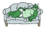  anthro barefoot briefs briefs_only bulge capra_kid claws clothed clothing dragon feet furniture green_body green_scales hanes horn lying lying_on_sofa male moobs navel nipples on_side on_sofa one_eye_closed open_mouth overweight overweight_male sammy_(dark-chaos) scales simple_background sofa solo tighty_whities topless underwear underwear_only white_background white_briefs white_clothing white_underwear 