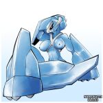  breasts female generation_3_pokemon hi_res humanoid looking_at_viewer machine metagross muscular muscular_female narrikatti nintendo pokemon pokemon_(species) robot robot_humanoid simple_background sitting solo wide_hips 