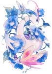  black_eyes blue_flower bright_pupils flower full_body highres looking_down milotic no_humans oharu-chan plant pokemon pokemon_(creature) simple_background solo vines white_background white_pupils 