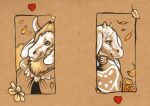  &lt;3 anthro asgore_dreemurr blonde_hair bovid cadmiumtea caprine duo female floppy_ears flower goat hair horn leaf male male/female mammal plant portrait toriel traditional_media_(artwork) undertale undertale_(series) 