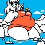  1:1 2023 anthro bear belly big_belly big_breasts blue_eyes blue_sky breasts butt clothing cloud digital_drawing_(artwork) digital_media_(artwork) eyelashes female fur hair ice lifeguard mammal navel_outline oekaki one-piece_swimsuit overweight overweight_anthro overweight_female partially_submerged polar_bear portrait red_clothing red_swimwear sky solo swimwear thick_thighs three-quarter_portrait ursine water whistle_(object) white_body white_fur white_hair woot 