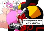  abdominal_bulge absurd_res amy_rose anal anthro anus asmartboy bodily_fluids breasts butt cum cum_in_ass cum_inflation cum_inside dialogue duo e-123_omega female genital_fluids hi_res inflation male male/female nipples penetration ridiculous_fit sega sonic_the_hedgehog_(series) speech_bubble 