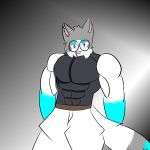  absurd_res anthro big_pecs blue_eyes canid canine canis colored hi_res male mammal muscular muscular_male novathesilverwolf novauwu8 pecs shaded solo wolf 