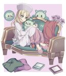  1girl book caitlin_(pokemon) couch duosion hikawa_meijin on_couch pokemon reuniclus solosis 