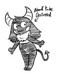  &lt;3 2023 2_horns anthro bibi_(o-den) biped black_body character_request clothed clothing demon dot_eyes english_text female floppy_ears head_tuft horn monochrome neck_tuft panties rosy_cheeks simple_background solo soulcentinel spade_tail standing tail text topwear tube_top tuft underwear wavy_mouth 