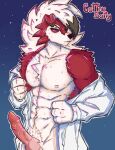  abdomen_markings absurd_res cottonsalty digital_media_(artwork) drawing generation_7_pokemon genitals hi_res lycanroc male midnight_lycanroc nintendo painting_(artwork) penis pokemon pokemon_(species) solo traditional_media_(artwork) 