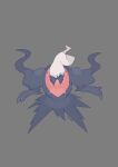  absurdres blue_eyes blue_sclera bottomless clawed_hands claws collar colored_sclera darkrai floating highres long_hair non-web_source pokemon pokemon_(creature) pokemon_(species) signature simple_background skirt slit_pupils smoking spiked_collar spikes tendril whispey white_hair 