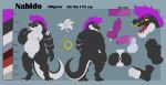  absurd_res alligator alligatorid anthro balls belly black_body butt crocodilian erection genitals hair hi_res male model_sheet muscular muscular_male nipples nude penis piercing pondart_studios purple_hair purple_penis reptile scalie simple_background smile solo standing tail tattoo teeth 