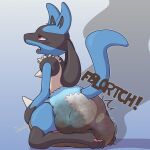  2023 ambiguous_gender anthro blue_background blue_body blue_diaper blue_fur blush bodily_fluids centuriguil clothed clothing diaper diaper_fetish diaper_lover diaper_masturbation diaper_mess diaper_only diaper_smooshing diaper_squish diaper_use exclamation_point feces fur generation_4_pokemon genital_fluids gradient_background hi_res lucario messing_diaper messy_diaper nintendo onomatopoeia open_mouth pawpads paws pokemon pokemon_(species) pooping raised_tail red_eyes signature simple_background sitting soiled_diaper soiling soiling_diaper solo sound_effects stink_lines tail teeth text tongue topless touching_diaper urine wearing_diaper wet_diaper wetting wetting_diaper white_background white_diaper 