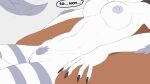  16:9 2023 anthro areola breasts claws dialogue dinosaur dromaeosaurid elbow_feathers english_text feathered_dinosaur feathered_tail feathers female fingers genitals grey_body grey_scales hi_res i_wani_hug_that_gator jayarr long_tail lunara_(iwhtg) multicolored_body multicolored_scales navel nipples nude pubes pussy reptile scales scalie sitting solo tail text theropod two_tone_body two_tone_scales velociraptor white_body white_scales widescreen 