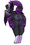  absurd_res anthro anus butt demidevilmitch domestic_cat felid feline felis fur genitals grey_(greywolf2244) hi_res male mammal presenting purple_body purple_eyes purple_fur pussy raised_tail solo tail wings 