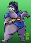  2016 anthro archie_comics belly big_belly big_butt bottomwear butt canid canine canis clenched_teeth clothing ears_up female fur hair half-closed_eyes hand_on_hip hi_res looking_at_viewer looking_back mammal maria_the_wolf narrowed_eyes overweight overweight_anthro overweight_female raised_tail rear_view royaljellysandwich sega signature smile smiling_at_viewer solo sonic_the_hedgehog_(archie) sonic_the_hedgehog_(comics) sonic_the_hedgehog_(series) standing sumo sumo_wrestler tail teeth thick_thighs topwear wide_hips wolf 