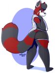  2017 ambiguous_gender anthro biped black_body black_clothing black_ears black_fur black_tail bottomwear clothing dogfluid fur fur_markings hi_res kenny_(k3nnyisgood) mammal markings multicolored_body multicolored_ears multicolored_fur orange_eyes procyonid raccoon red_body red_ears red_fur red_tail signature solo striped_body striped_fur striped_markings striped_tail stripes tail tail_markings topwear two_tone_body two_tone_ears two_tone_fur two_tone_tail white_body white_clothing white_ears white_fur 