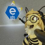  1:1 2023 3d_(artwork) 4_arms antennae_(anatomy) anthro arthropod arthropod_abdomen bee breasts brown_sclera digital_media_(artwork) e621 eyewear female glasses hi_res hymenopteran insect inside june_(suspiciouslybee) meme multi_arm multi_limb nonbinary_(lore) pupils solo suspiciouslybee two_soyjaks_pointing white_pupils 