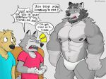  2023 abs age_difference aged_down angry anthro anthro_on_anthro armpit_hair beard biceps biped blush body_hair bulge canid canine canis chest_tuft clothed clothing controller dialogue digital_media_(artwork) domestic_dog english_text eyebrows facial_hair father_(lore) father_and_child_(lore) father_and_son_(lore) fur game_controller gaming grey_background grey_body grey_fur group incest_(lore) male male/male mammal muscular muscular_anthro muscular_male muscular_thighs navel nipples open_mouth parent_(lore) parent_and_child_(lore) parent_and_son_(lore) pecs playing_videogame quads ruffus_(ruffusbleu) ruffusbleu shirt simple_background sitting son_(lore) standing tail talking_to_another teeth text thick_thighs tongue topwear trio tuft unavailable_at_source underwear underwear_only wolf yelling 
