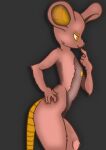  brown_body brown_fur female fur hi_res humanoid mammal mouse mouse_tail murid murine rodent solo tail yellow_tail 