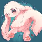  1:1 3_toes :3 ambiguous_gender anthro big_ears biped blue_background chibi colored digital_media_(artwork) eyelashes featureless_crotch feet female_(lore) floppy_ears fluffy fluffy_ears fluffy_tail full-length_portrait fur glistening glistening_pawpads hi_res hindpaw inochi_(mekkyaru) kemono lagomorph long_ears looking_at_viewer looking_back looking_back_at_viewer lop_ears mammal mekkyaru monotone_body monotone_ears monotone_fur monotone_tail nude one_eye_closed pawpads paws pink_body pink_ears pink_eyes pink_fur pink_inner_ear pink_pawpads pink_tail portrait pupils purple_pupils rear_view semi-anthro shaded signature simple_background solo standing star_polygon tail thick_fur toes white_body white_ears white_fur white_tail wink 