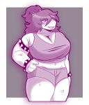  anthro big_breasts bottomwear breasts cleavage clothed clothing crop_top deltarune dragon female hidden_eyes hotpants huge_breasts midriff shirt shorts sketch solo susie_(deltarune) topwear undertale_(series) zixzs-redlight 