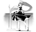  &lt;key&gt;_(robot)_(blue_archive) 1girl apron aris_(blue_archive) aris_(maid)_(blue_archive) blue_archive closed_mouth dress full_body greyscale gulim halo highres long_hair maid maid_headdress monochrome mop puffy_short_sleeves puffy_sleeves short_sleeves side_ponytail solo standing very_long_hair 