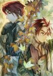  2boys albert_silverberg black_gloves brothers caesar_silverberg closed_mouth gensou_suikoden gensou_suikoden_iii gloves green_eyes highres jacket male_focus multiple_boys na222222 red_hair short_hair siblings 