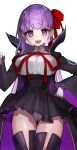  1girl bb_(fate) bb_(fate/extra) black_coat black_skirt black_thighhighs blush breasts coat collared_shirt crying fate/extra fate/extra_ccc fate_(series) gloves hair_ribbon high-waist_skirt large_breasts long_hair long_sleeves looking_at_viewer mins_(minevi) neck_ribbon open_clothes open_coat open_mouth panties popped_collar purple_eyes purple_hair red_ribbon ribbon shirt skirt solo tears thighhighs thighs underwear very_long_hair white_gloves white_panties white_shirt wide_sleeves 
